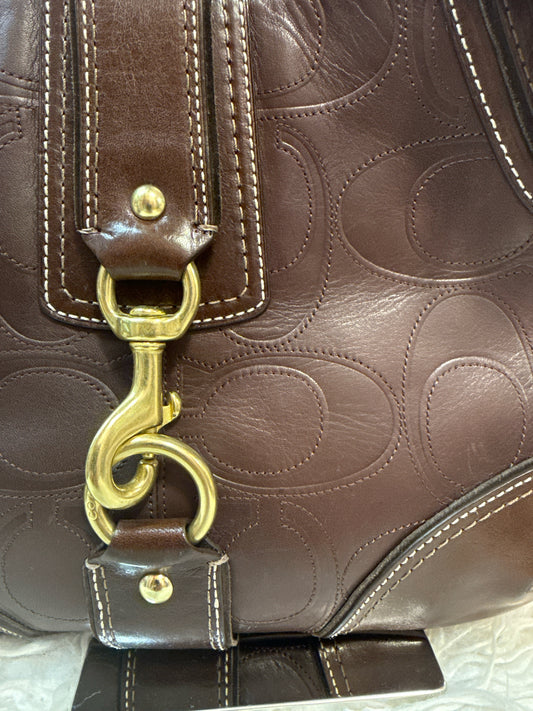 Coach Hamptons Hobo Bag in Dark Brown Signature "C"  Leather