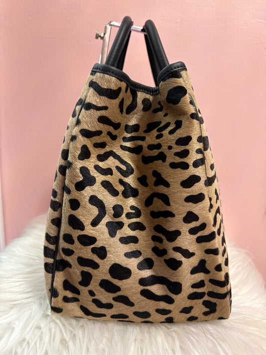 Mark & Graham elisabetta leopard print calf hair hide tote