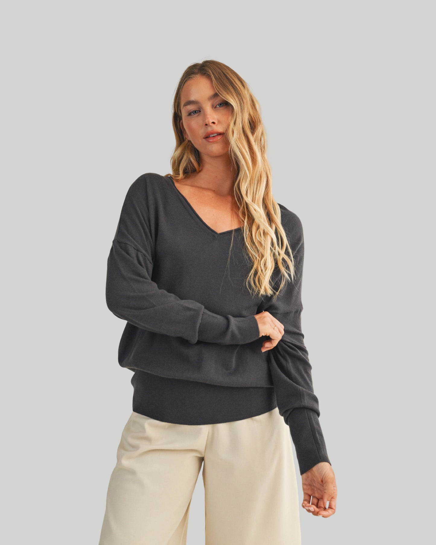 Graphite V-Neck Sweater
