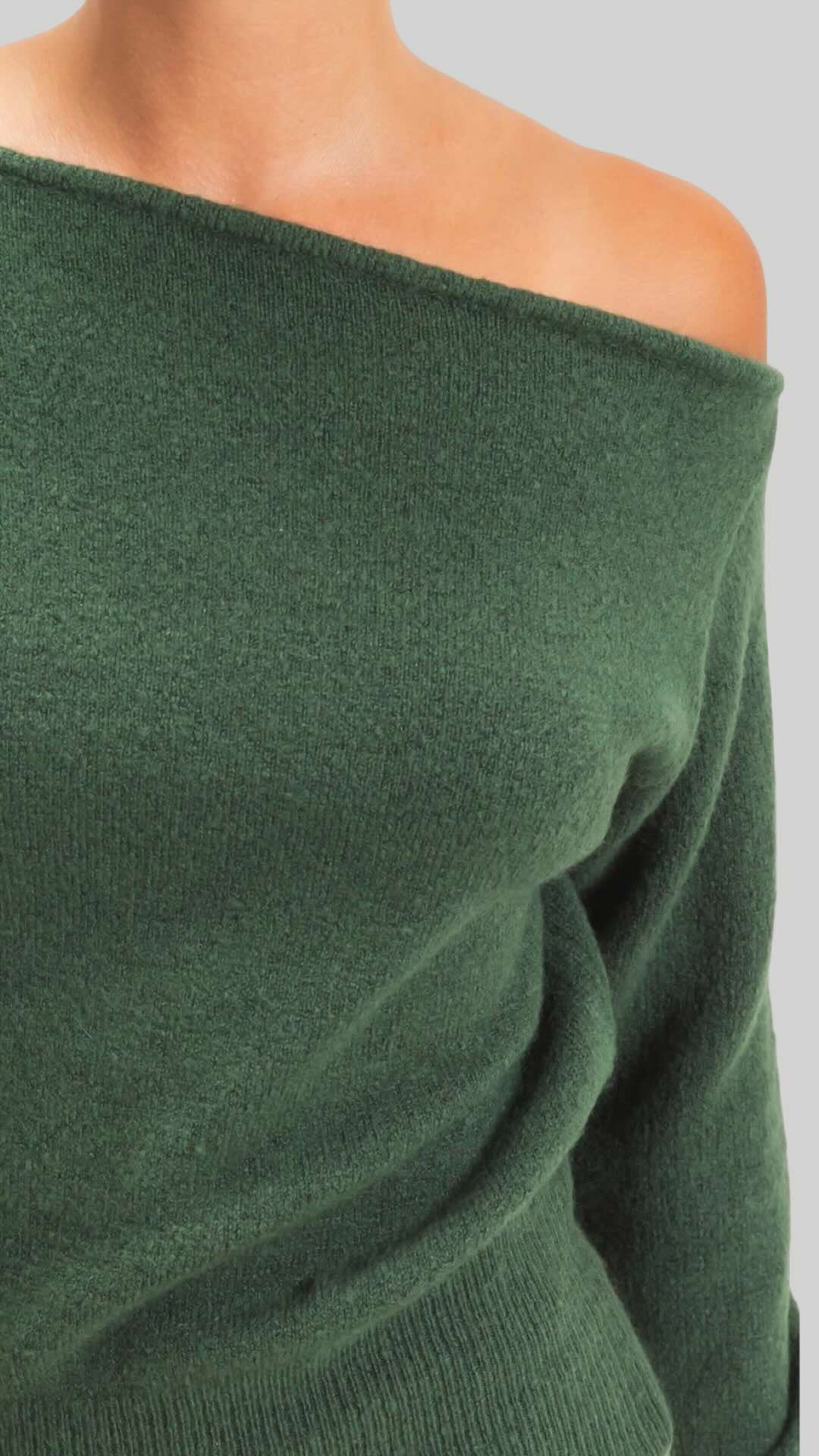 Off the Shoulder Sweater Top in Black and Green