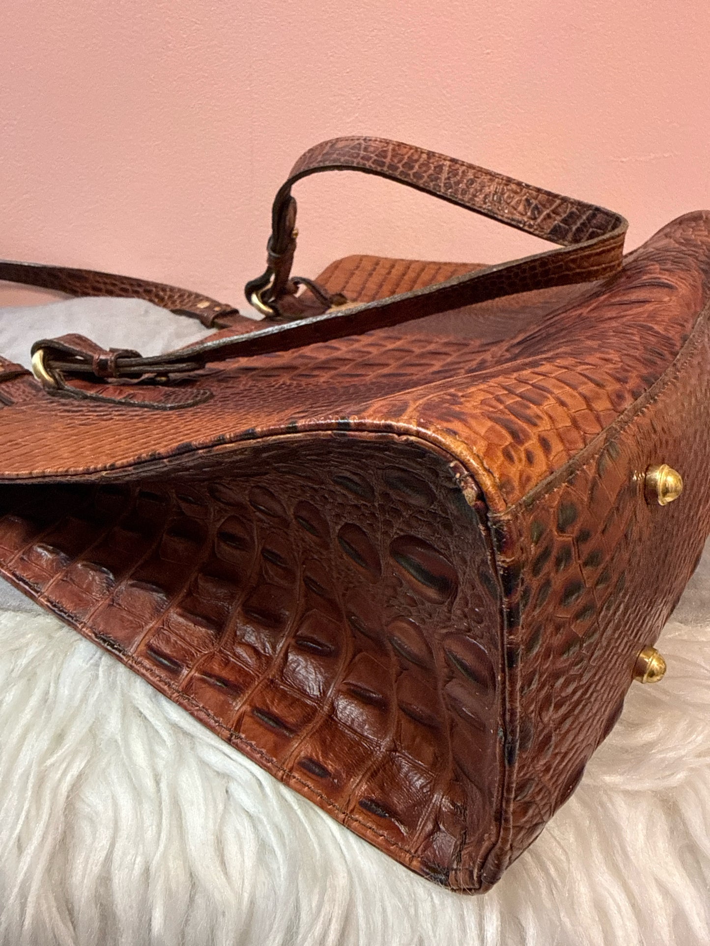 Brahmin Asher Tote in Pecan Embossed Croc Leather