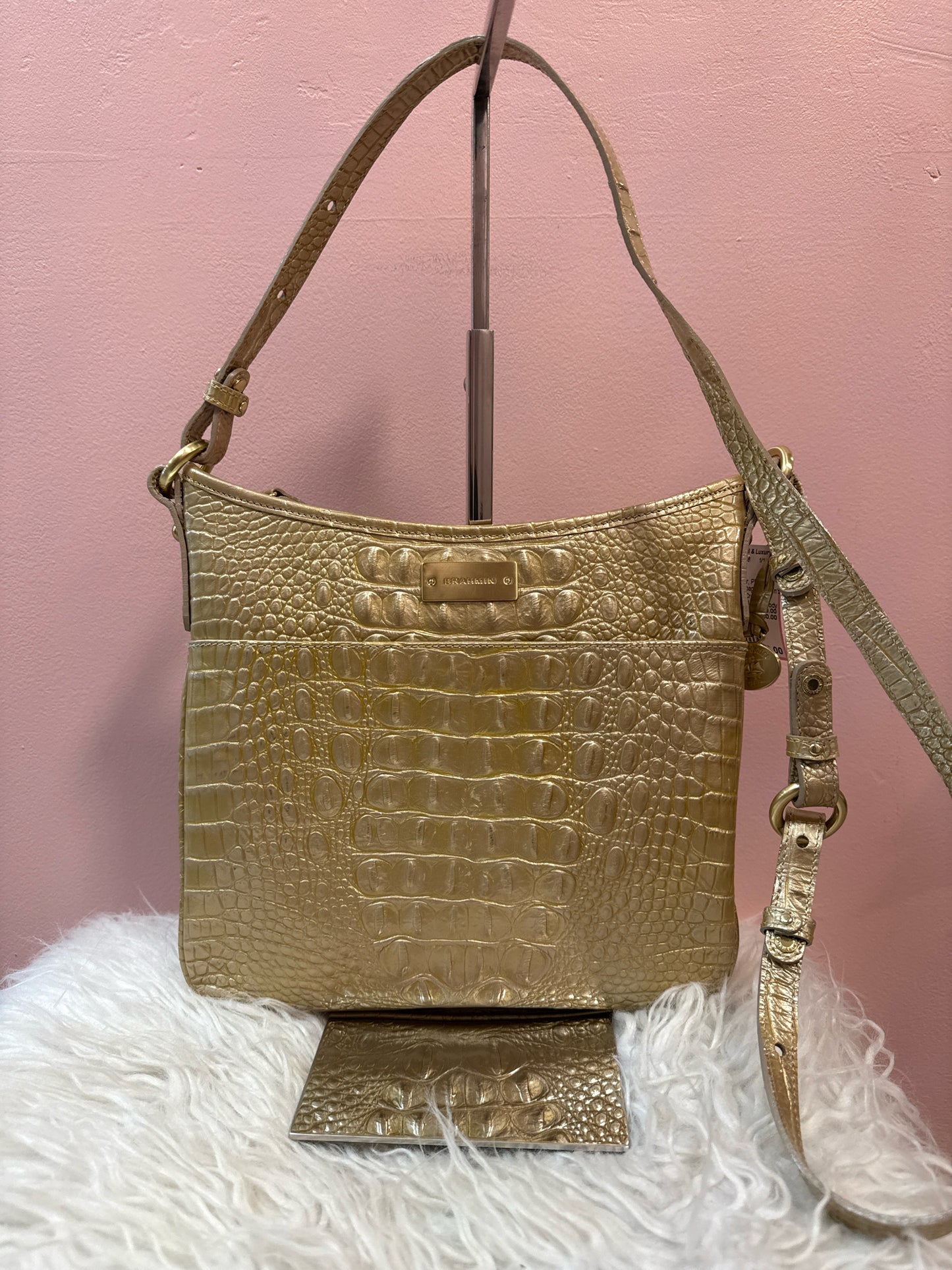 Brahmin Gold Croc Embossed Gold Cross Body / Shoulder Bag
