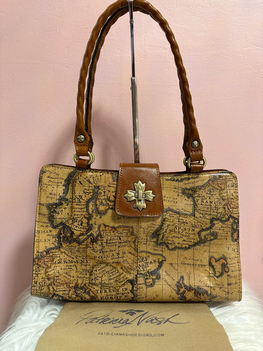 PATRICIA NASH ROSINA EUROPEAN MAP SHOULDER BAG W DUST BAG