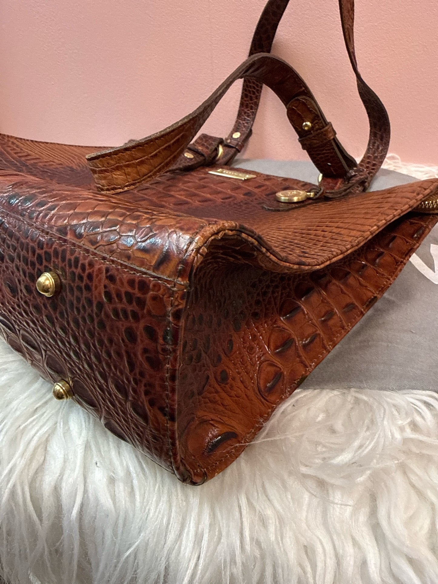 Brahmin Asher Tote in Pecan Embossed Croc Leather