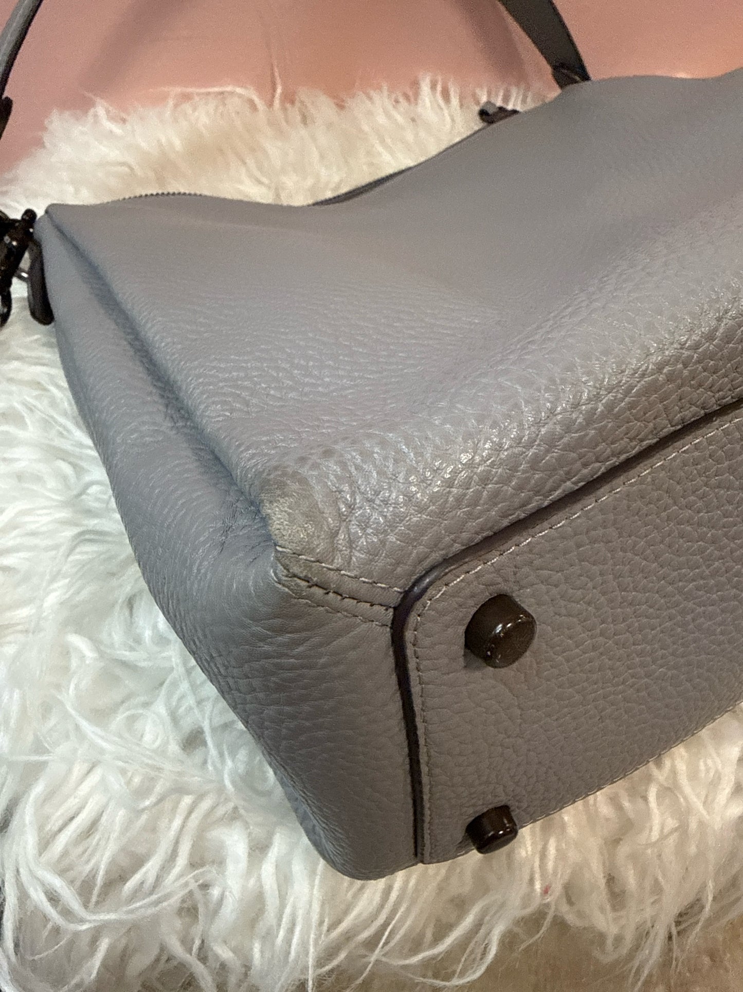 Coach Pebbled Leather Shay Shoulder Bag in Light Gray