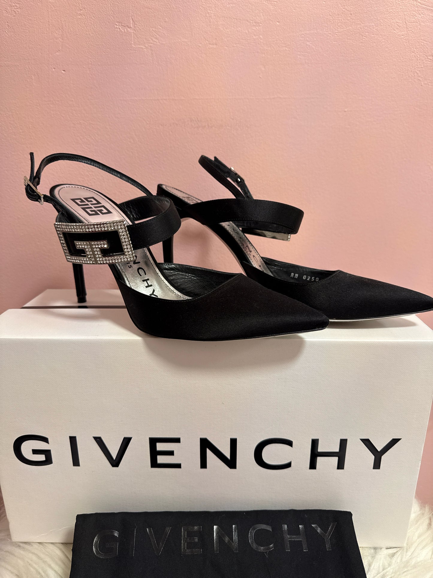 Givenchy Black Sling Back Pumps with Dust Bag and Box
