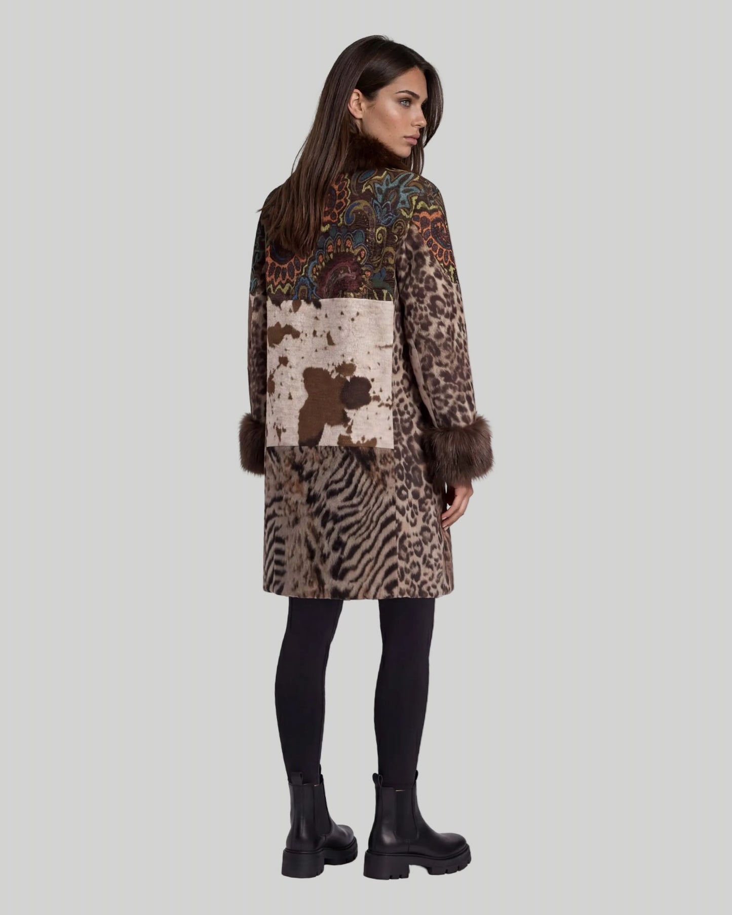 Mixed Media Faux Fur Statement Coat