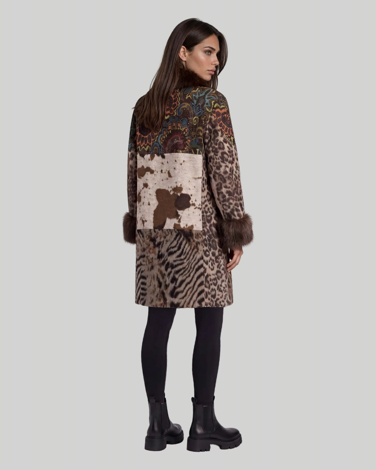 Mixed Media Faux Fur Statement Coat