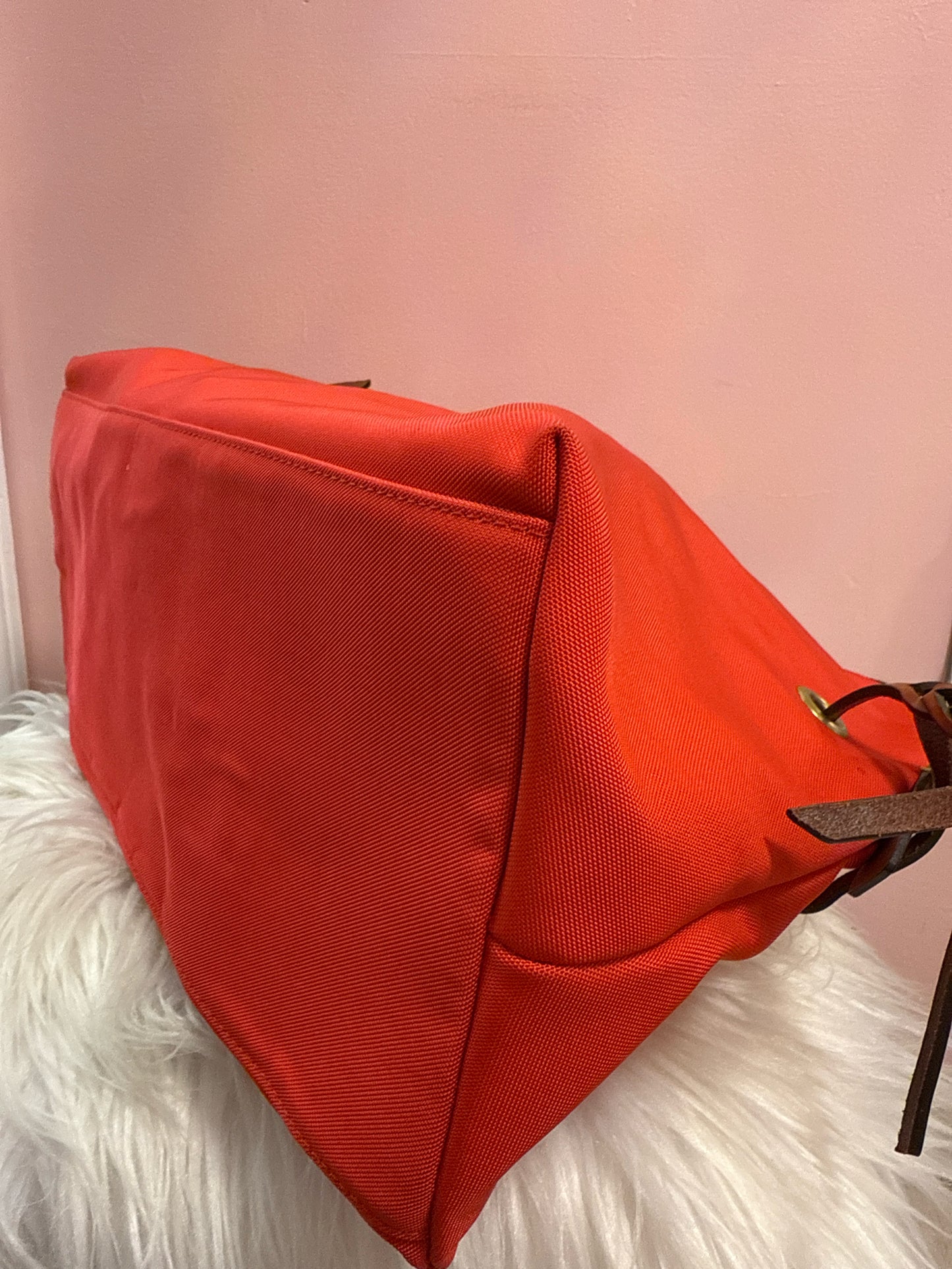 Dooney and Bourke large red domed satchel, braided handles