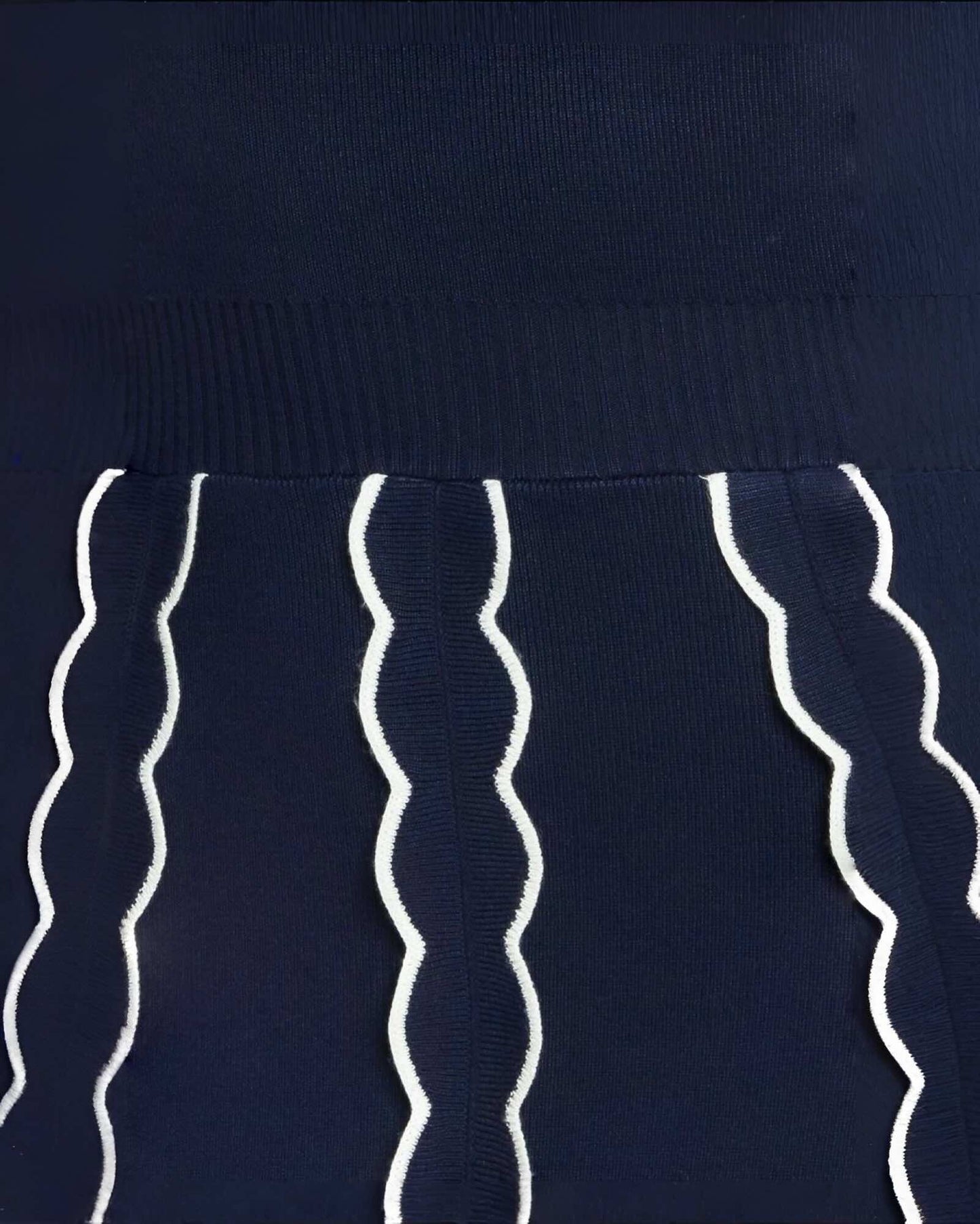 Navy and Ivory Halter Knit Midi Dress