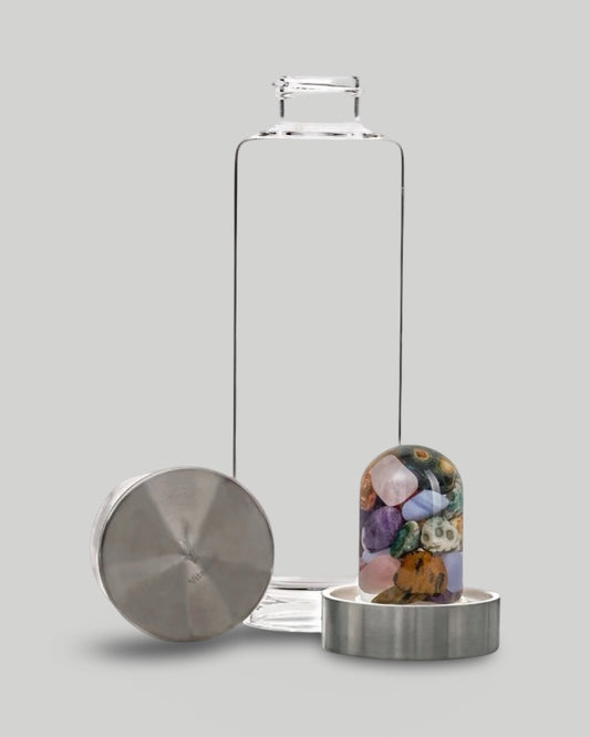 VIA GLASS CRYSTAL GEM WATER BOTTLE FIVE ELEMENTS