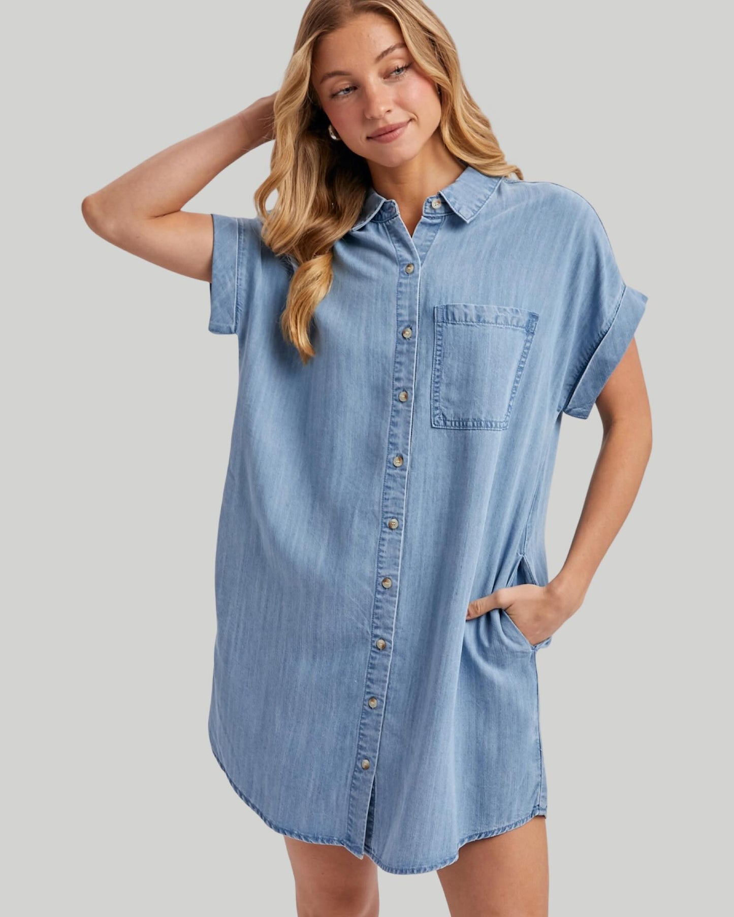 Denim Button Down Shirt Dress