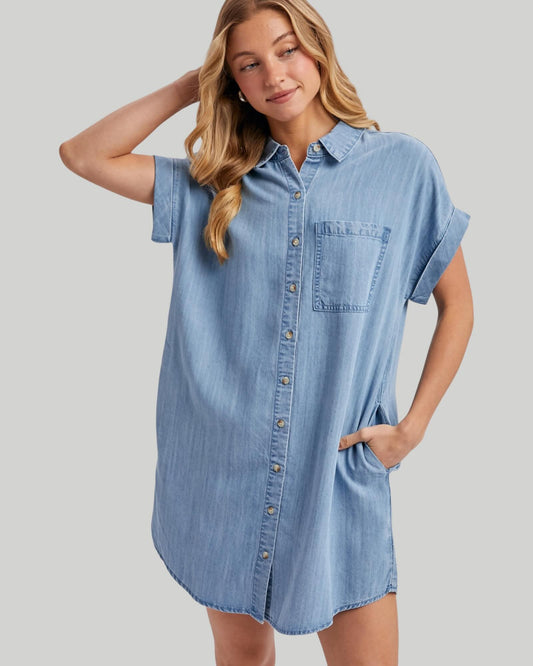 Denim Button Down Shirt Dress