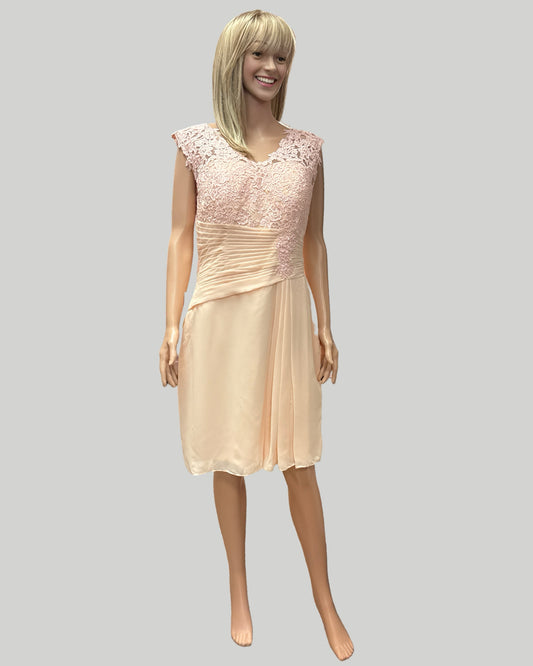 LANTING PINK LACE BODICE DRESS