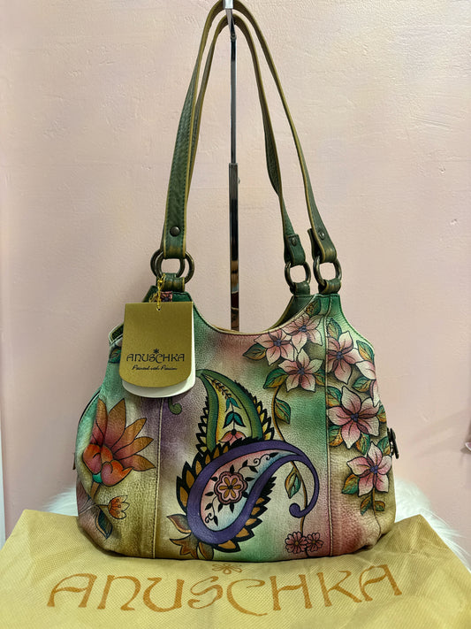 Anuschka paisley floral multi print bag NWT dust bag included