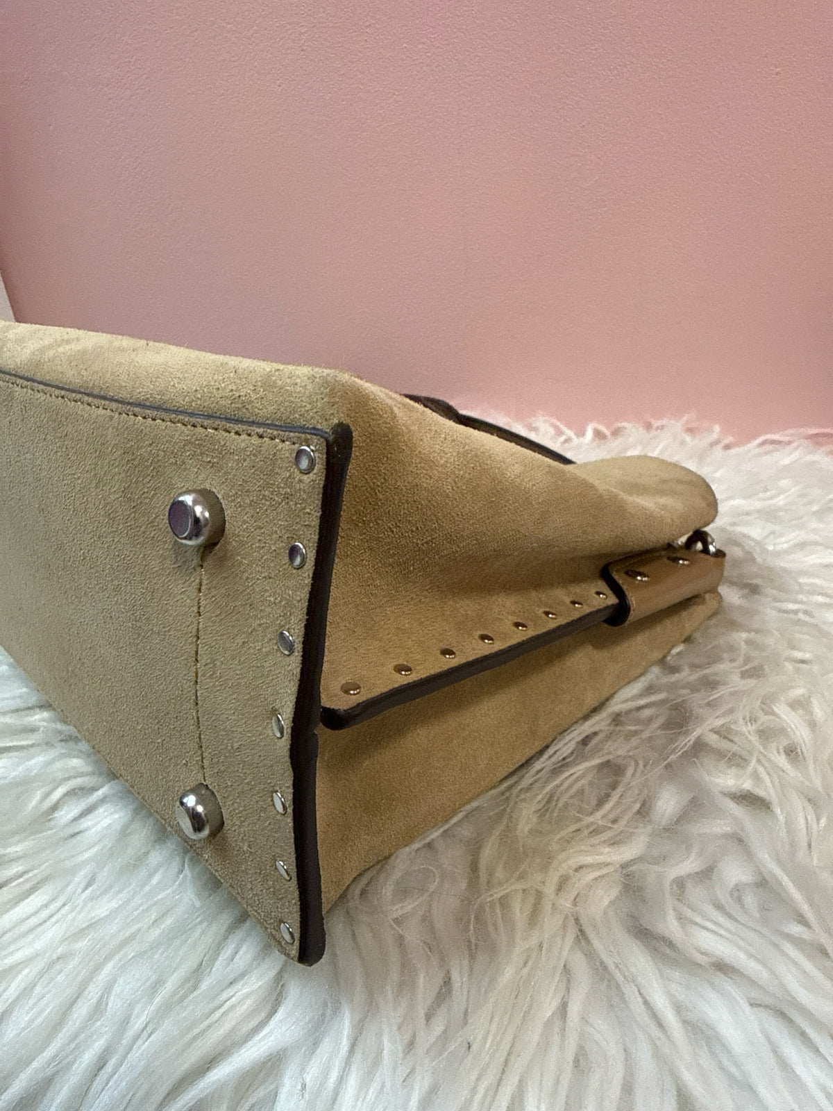 Coach Willow Suede Hobo with Rivets and Detachable Strap