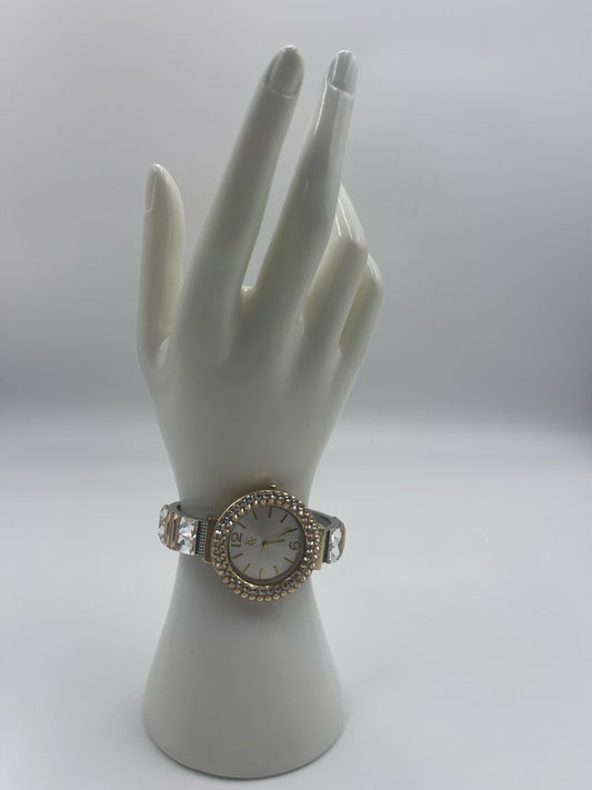 JIMMY CRYSTAL NEW YORK JEWELRY LILLIAN SILVER TONE WATCH
