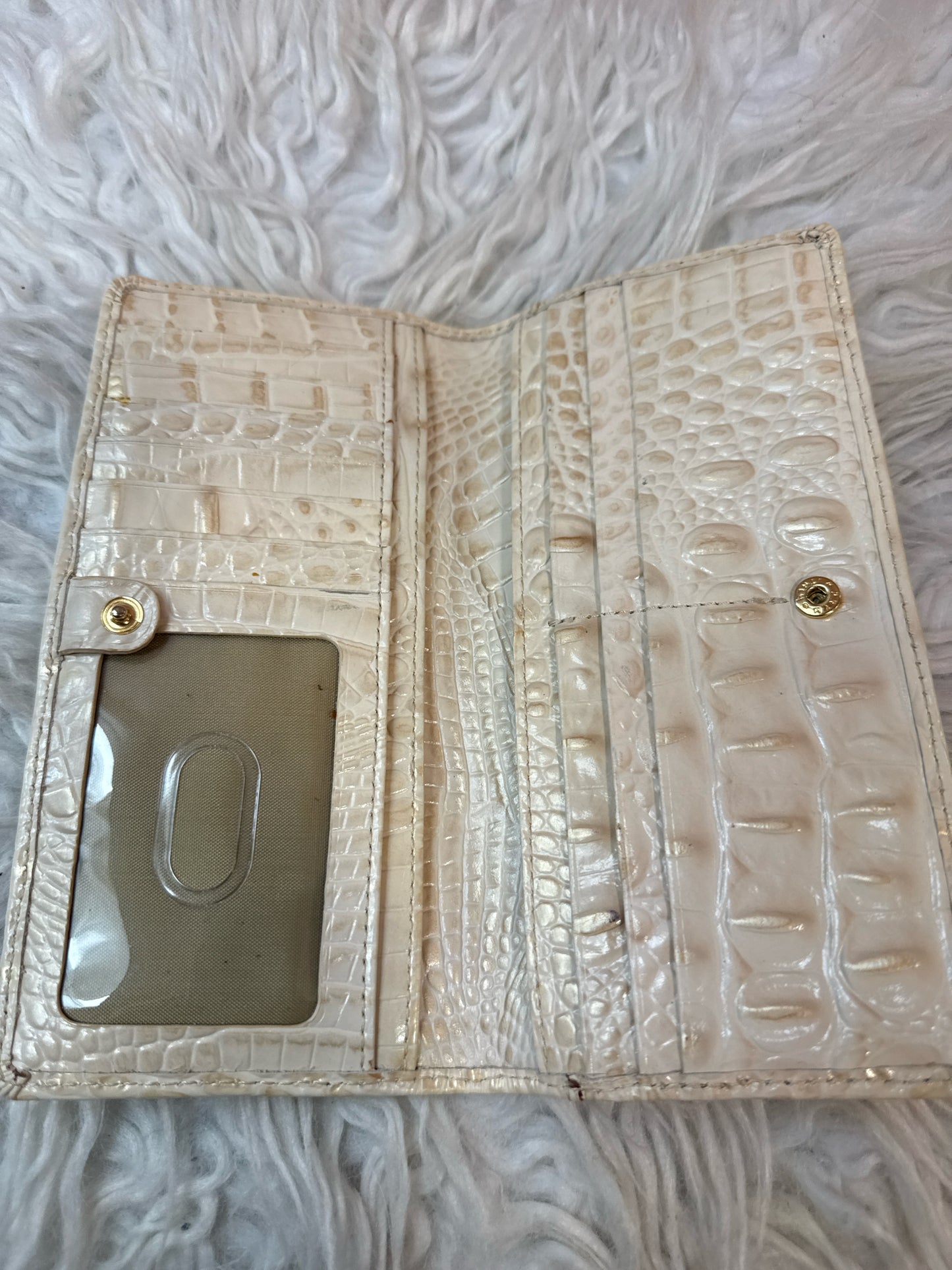 Brahmin Andy Wallet in Beige Croc-Embossed Leather