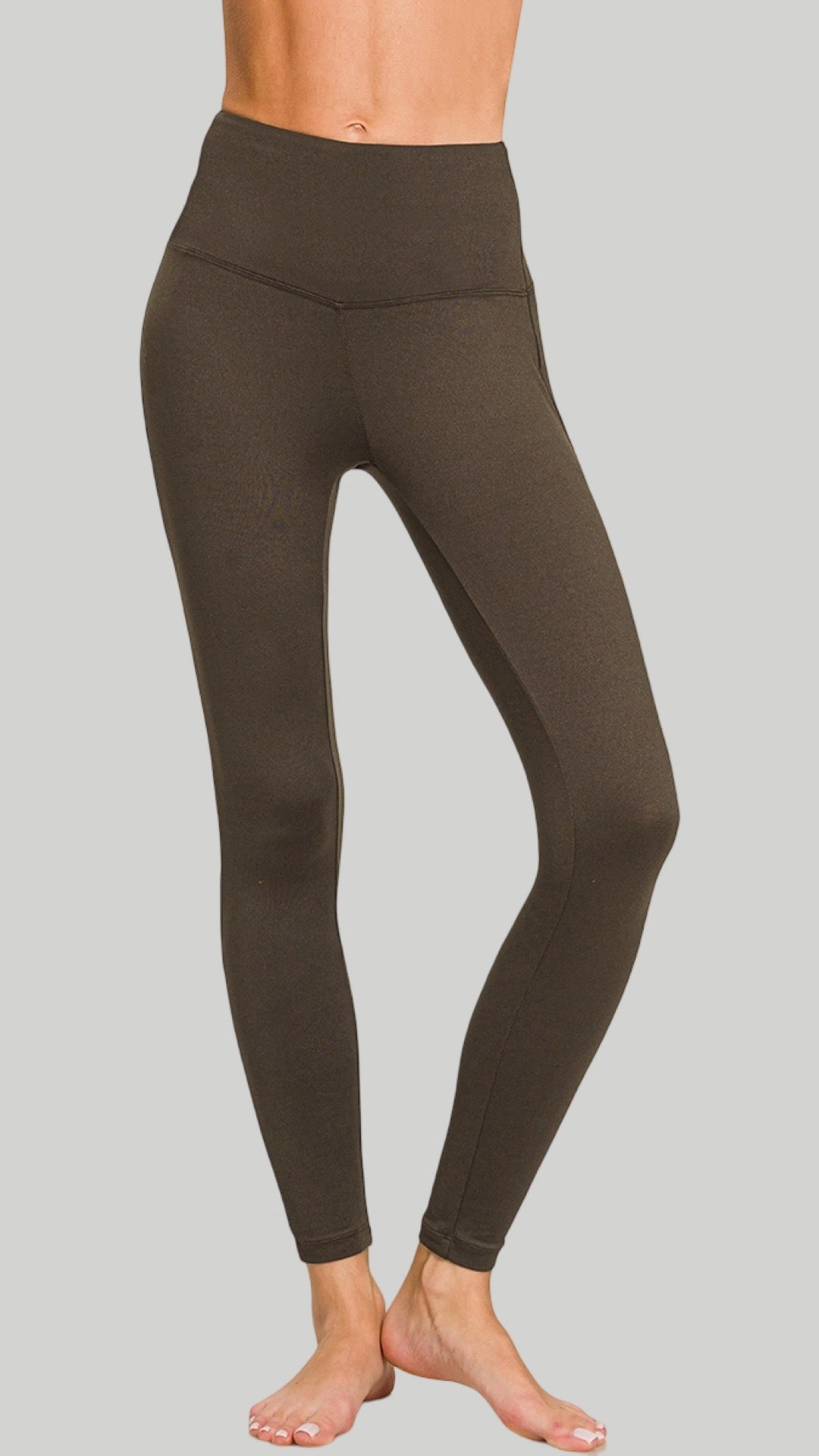 Microfiber Wide Waistband Leggings Zenana Black and Brown