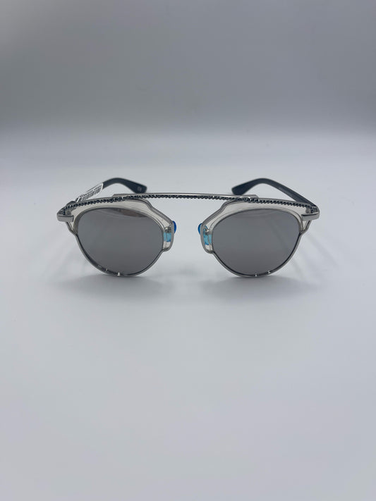 JIMMY CRYSTAL NEW YORK  HELENA SILVER MIRROR SUNGLASSES