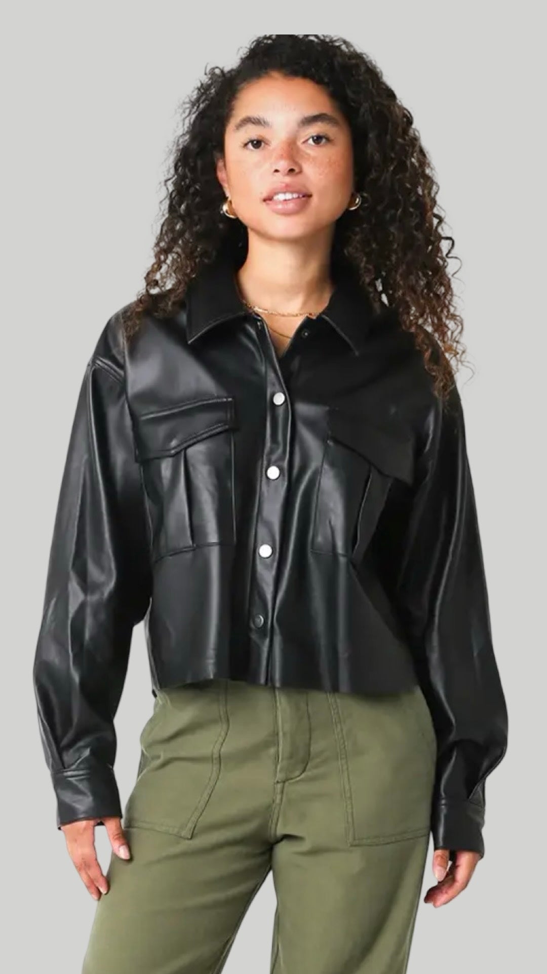 Justine Pu Button Front Top Available in Black and Coffee Bean