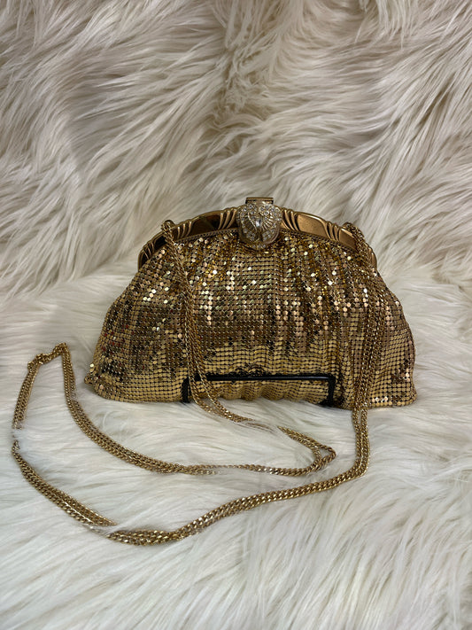 VINTAGE WHITING & DAVIS GOLD MESH EVENING BAG