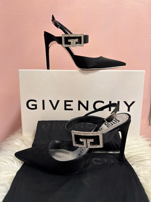 Givenchy Black Sling Back Pumps with Dust Bag and Box