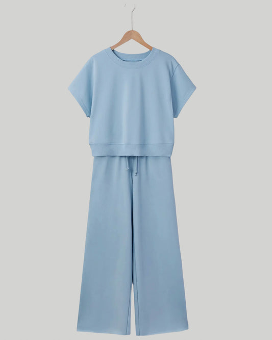 Cropped Pullover Drawstring Wide Leg Pants Outfits