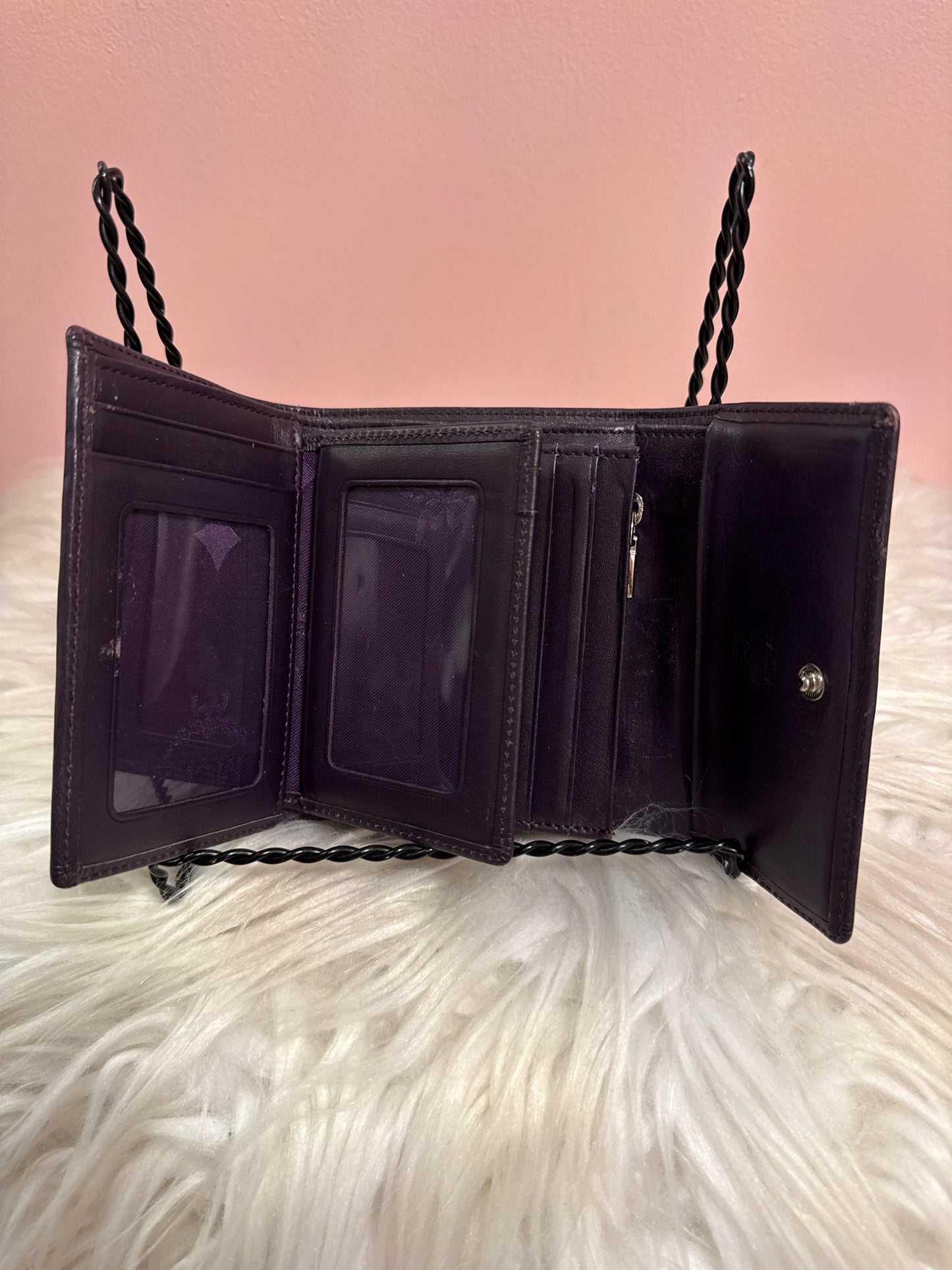 MCM BLACK AND MULTI LEATHER COMPACT WALLET