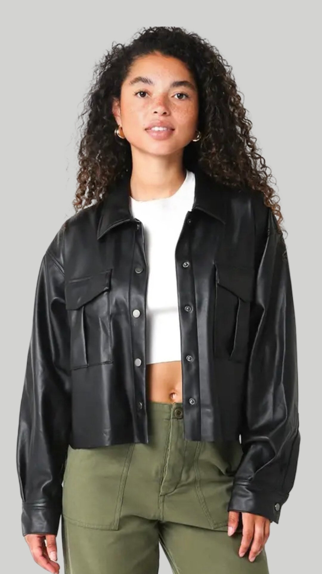 Justine Pu Button Front Top Available in Black and Coffee Bean