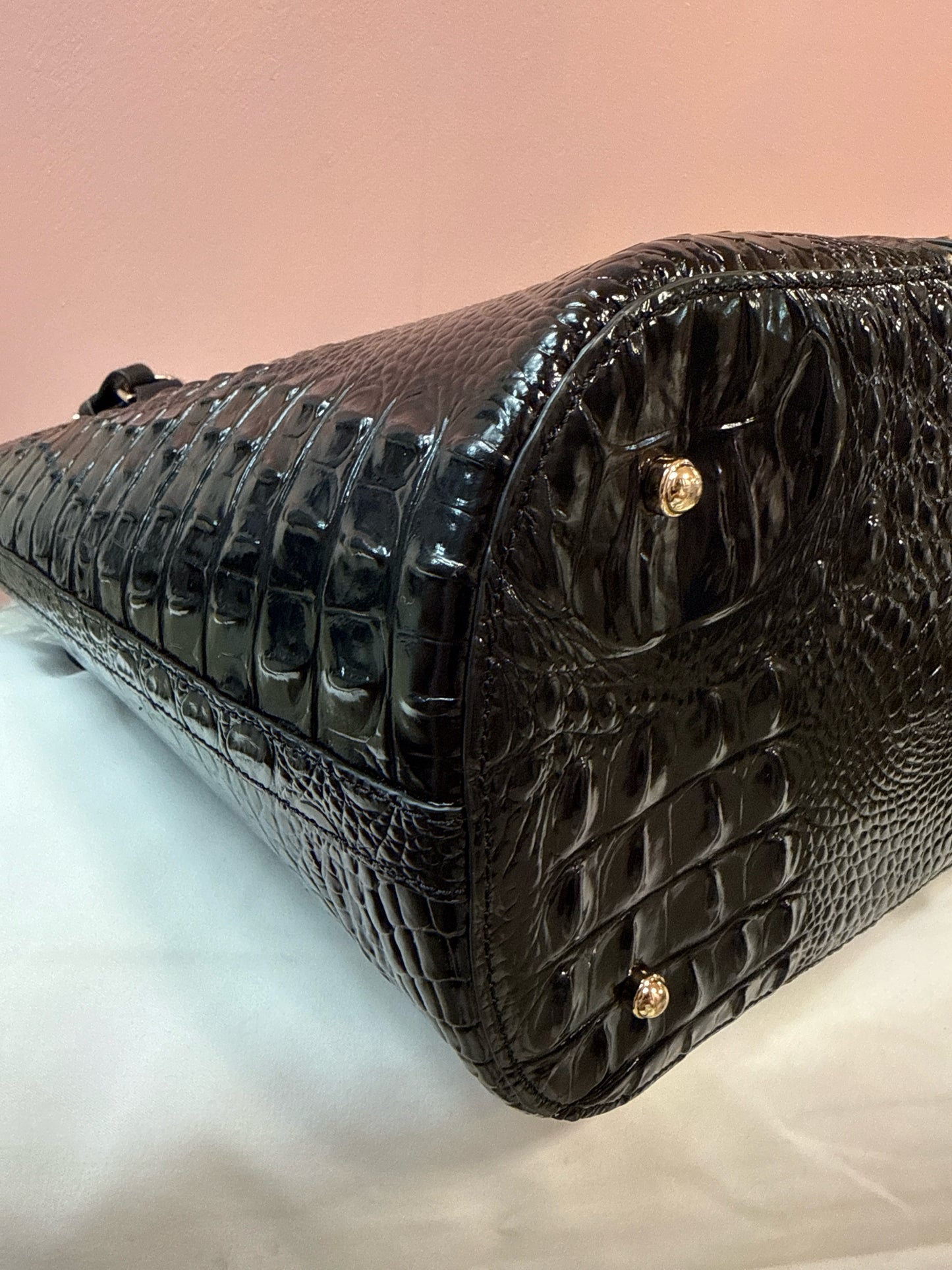 Brahmin Ezra  Embossed Black Leather Tote