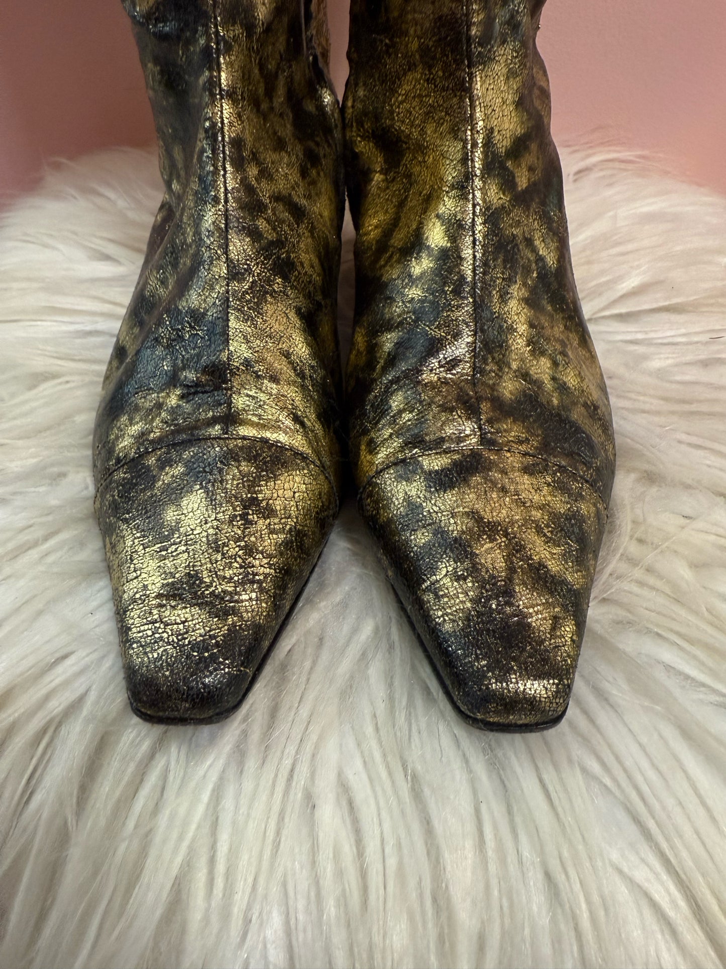 Chanel Black and Gold Knee High Boots A G34281