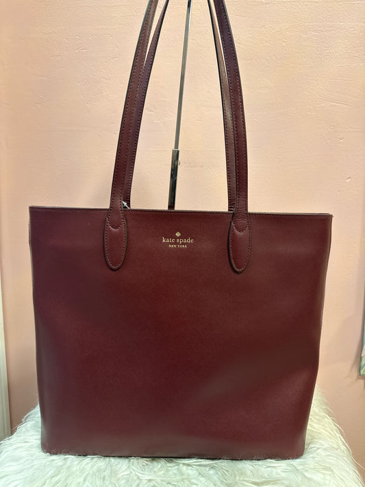 Kate Spade Smooth Leather Tote in Merlot