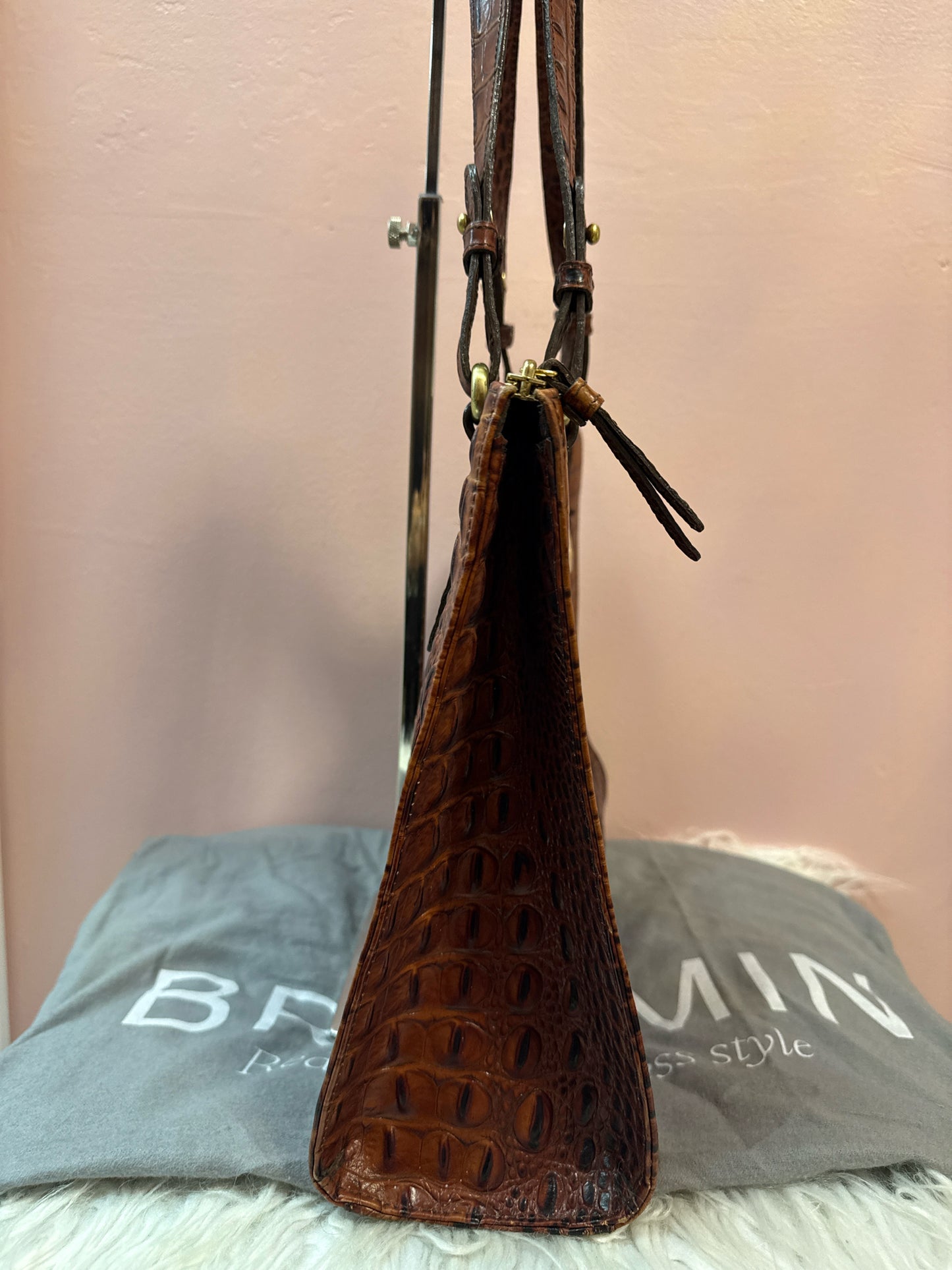 Brahmin Asher Tote in Pecan Embossed Croc Leather