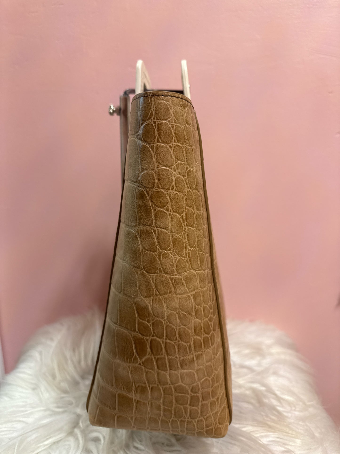 Staud embossed leather top handle bag