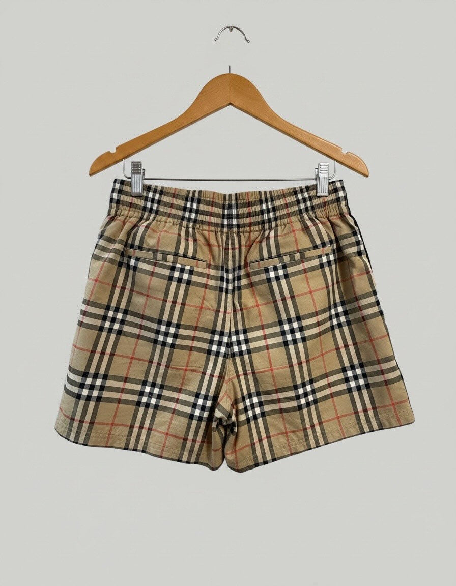 Burberry Striped Checked Cotton Blend Shorts