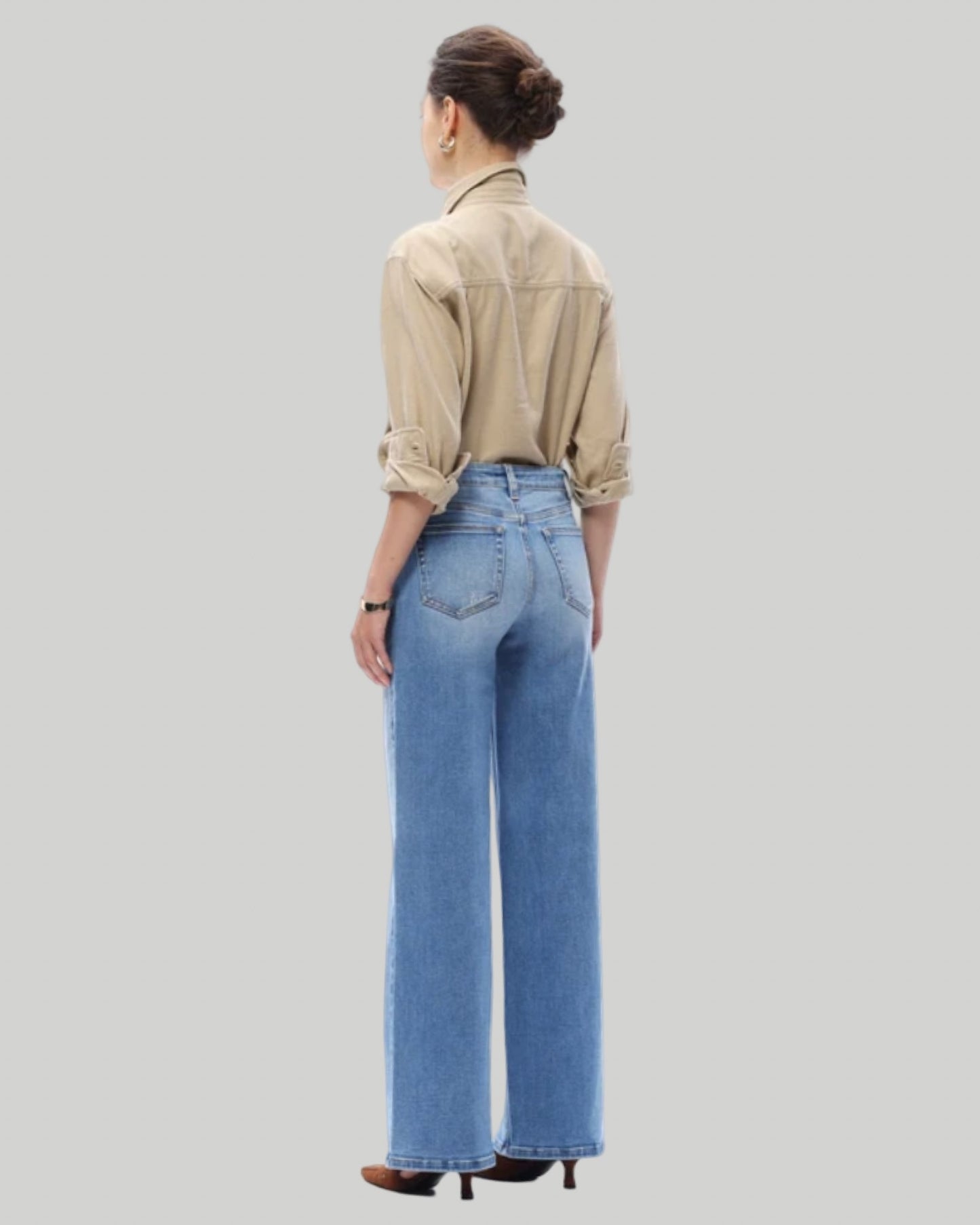 Bayeas Mid Rise Wide Leg Jeans