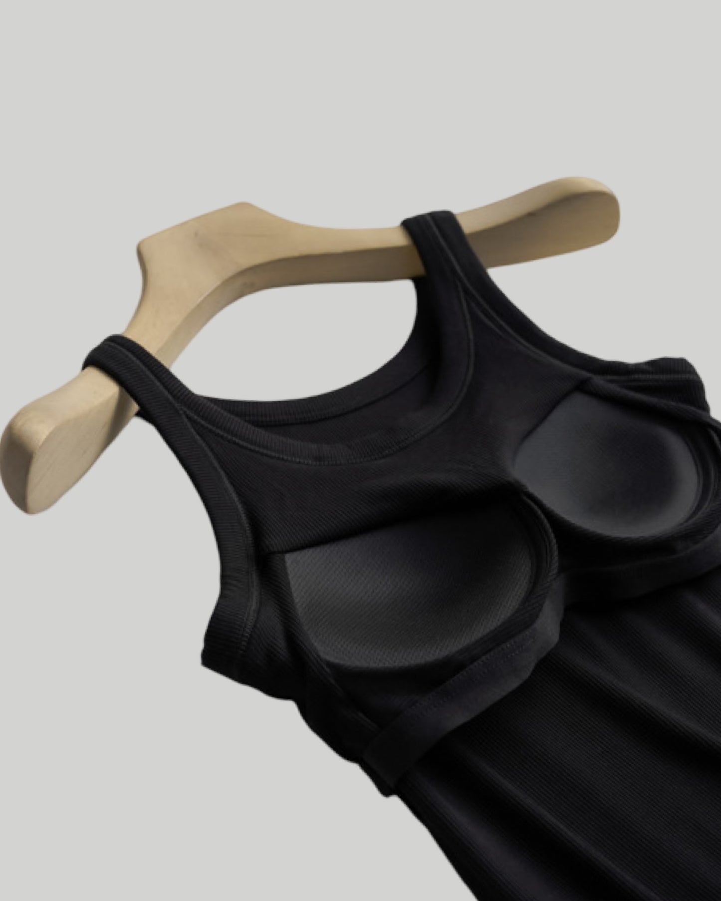 Basic Rib Soft Tank Top W Built in Bra available in Black, White, Tan