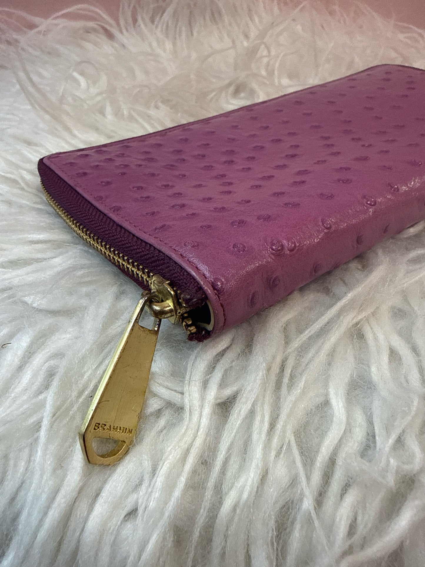 Brahmin Mulberry Orchid Embossed Travel Wallet