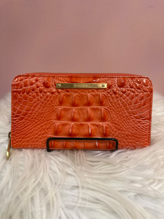 Brahmin orange zip around wallet