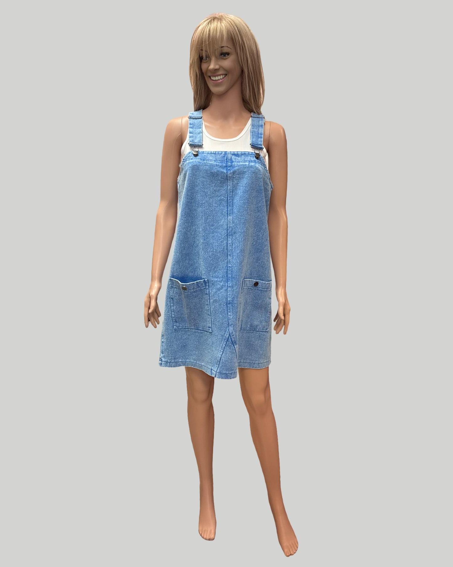 MINERAL WASHED TWILL OVERALL DRESS DENIM BLUE S