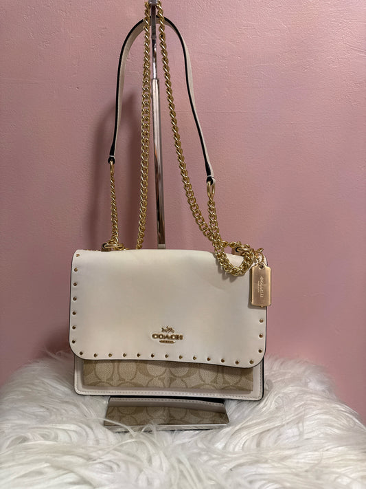 COACH KLARE CROSSBODY SIGNATURE CANVAS AND CREAM LEATHER