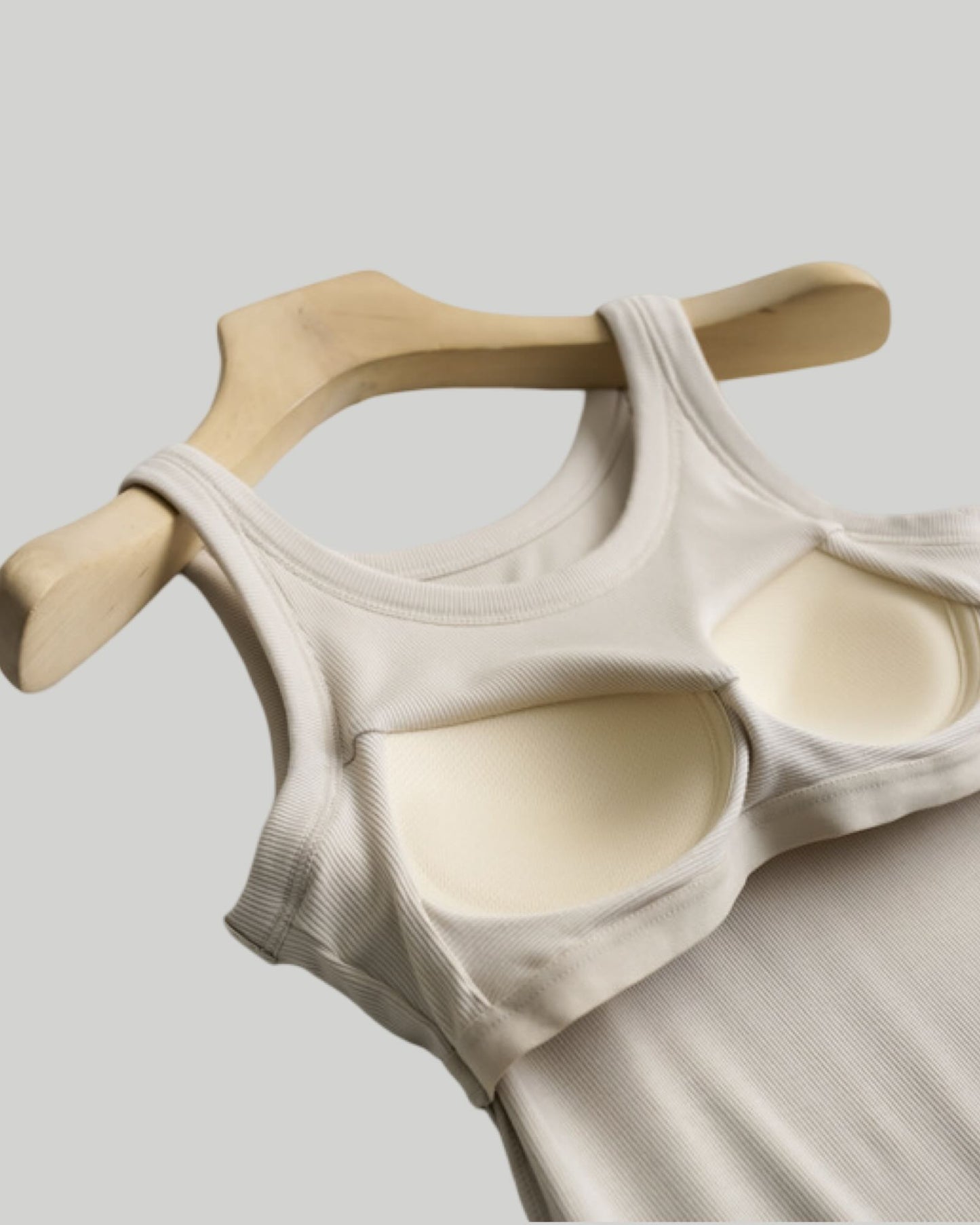 Basic Rib Soft Tank Top W Built in Bra available in Black, White, Tan