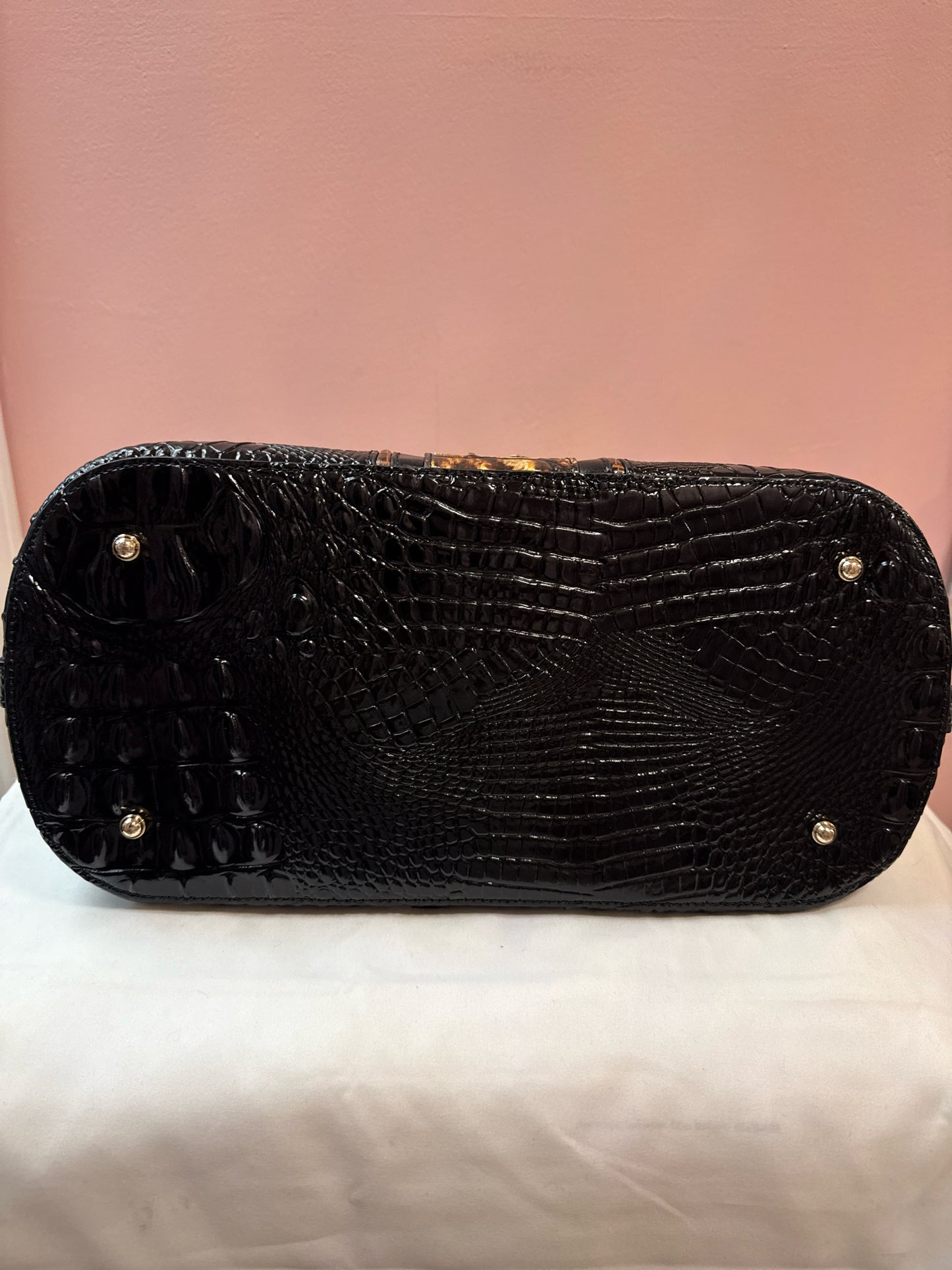 Brahmin Ezra  Embossed Black Leather Tote