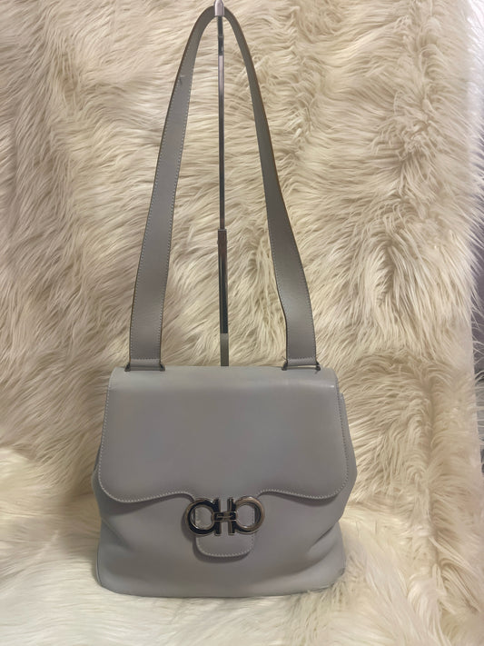 VINTAGE SALVATORE FERRAGAMO DOUBLE GANCINI SHOULDER BAG BL 217156