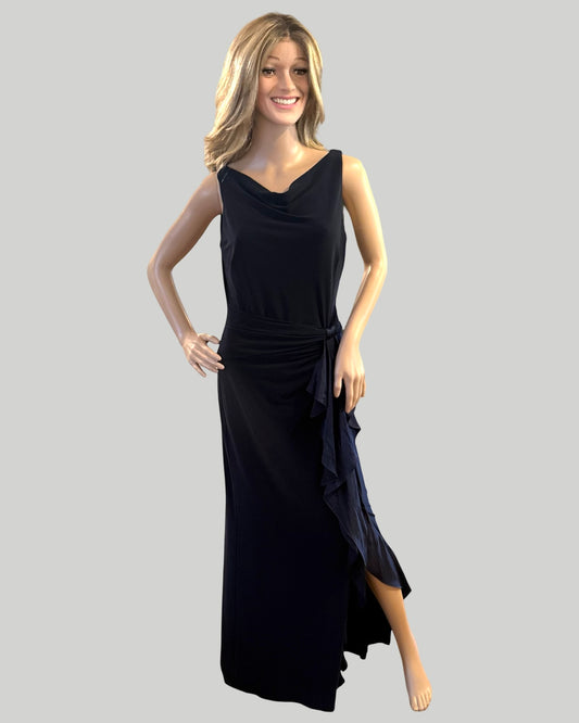 LAUREN RALPH LAUREN EVENING NAVY SLEEVELESS GOWN