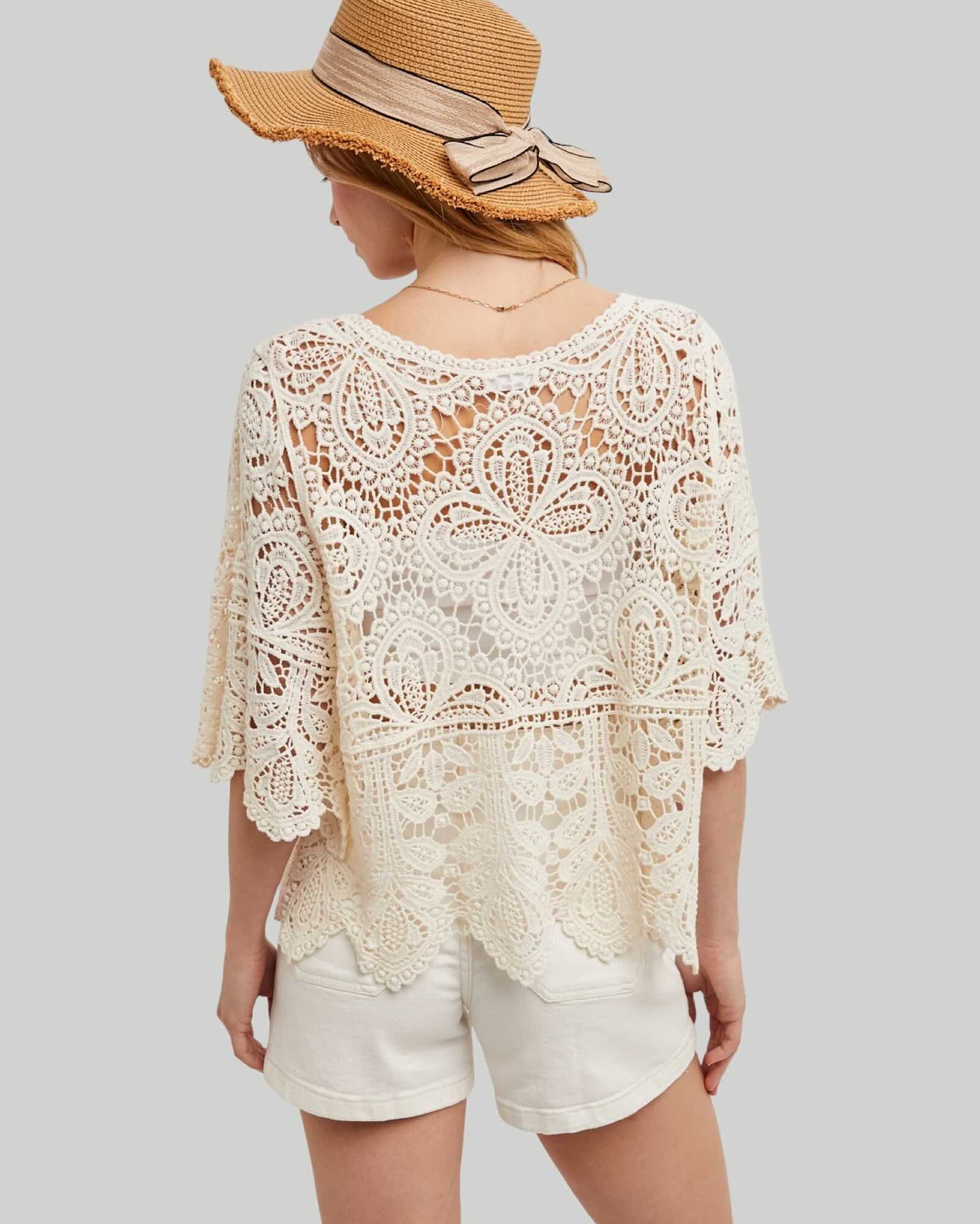 Crochet Lace Top in Latte and Natural