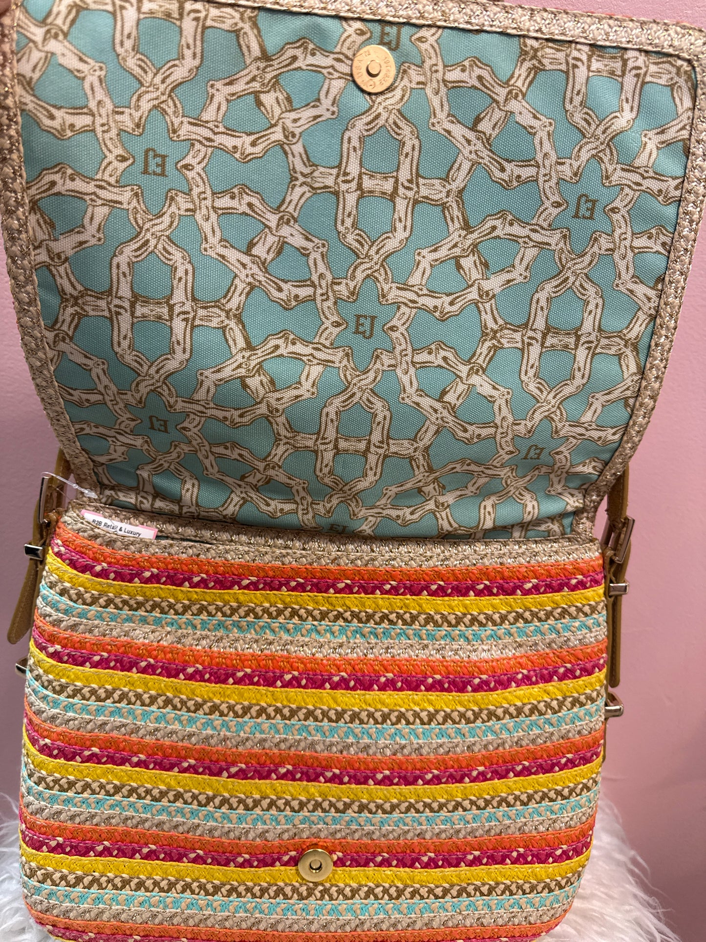 Eric Javits Striped Straw Shoulder Bag