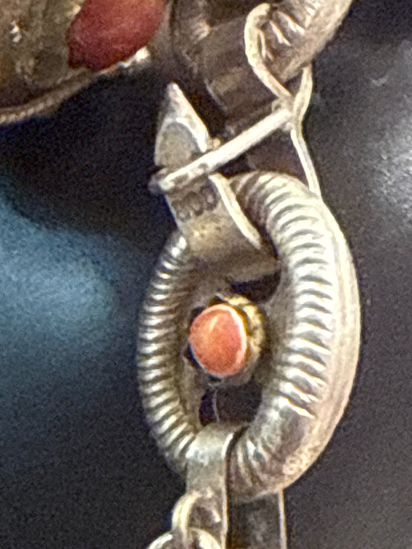 Vintage Etruscan Revival Charm Bracelet 800 Silver Natural Stones