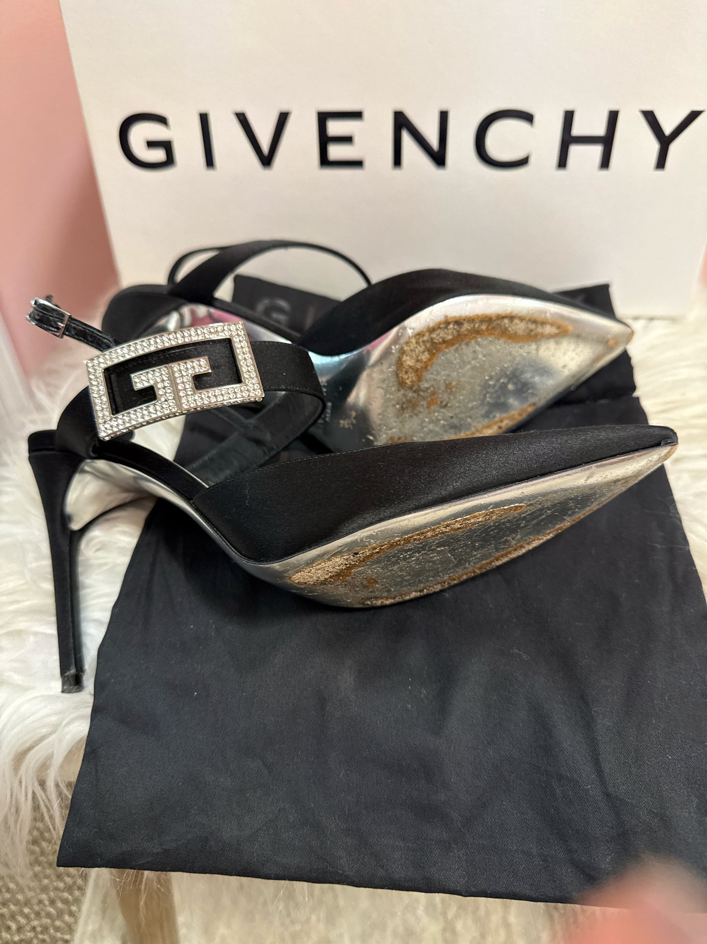 Givenchy Black Sling Back Pumps with Dust Bag and Box